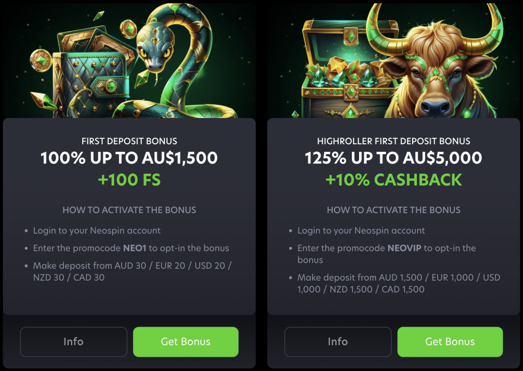 Welcome Bonus Breakdown Neospin Casino